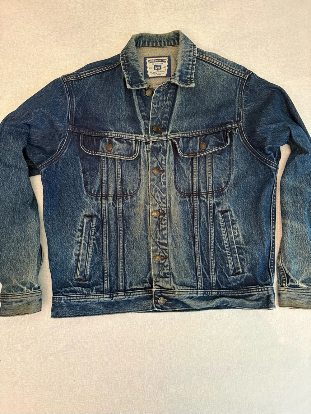 Vintage Lee Men's Distressed Vintage Blue Denim Jacket